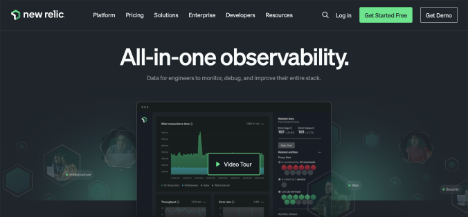 Home page of New Relic's marketing website as of August 2024